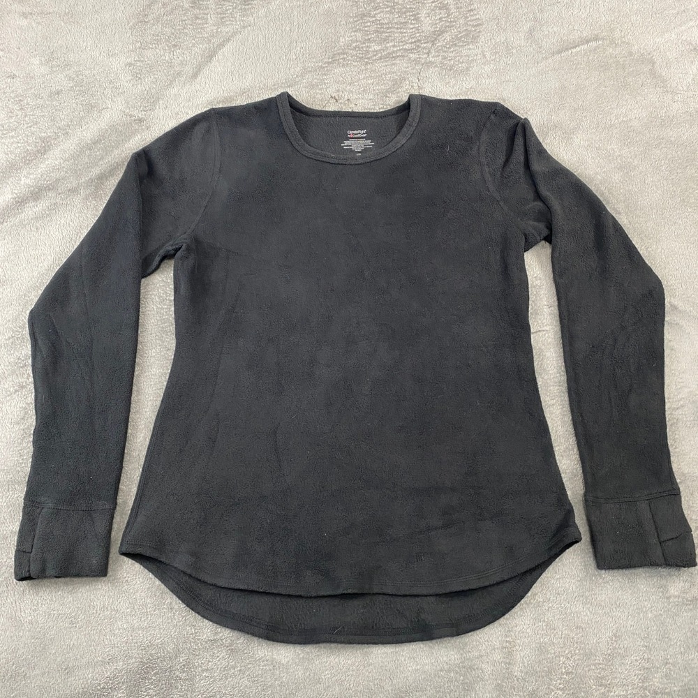 ClimateRight by Cuddl‎ Duds Black Stretch Fleece Long Sleeve Top Women's L/G